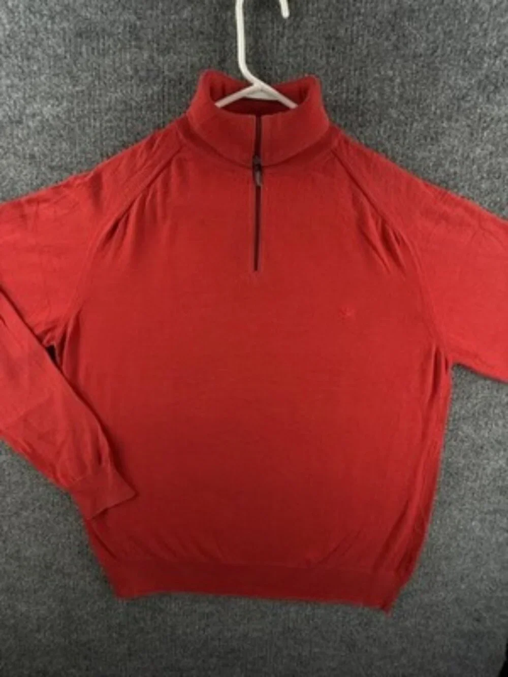 Burberry London Zip Turtleneck Red Pullover 5 Sweater Knit Solid Long Sleeve